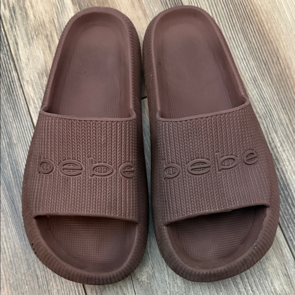 Bebe Brown Malaga Pool Slides Sandals
